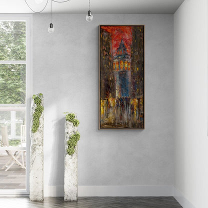 Galata'nın Gece Işıkları Yağlı Boya Tablosu