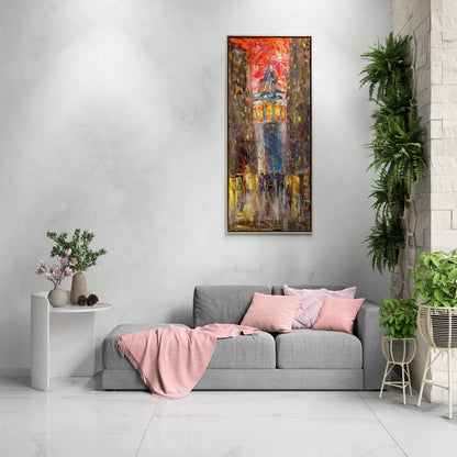 Galata'nın Gece Işıkları Yağlı Boya Tablosu