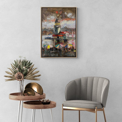 Kız Kulesi'nin Sessiz Konukları Yağlı Boya Tablosu