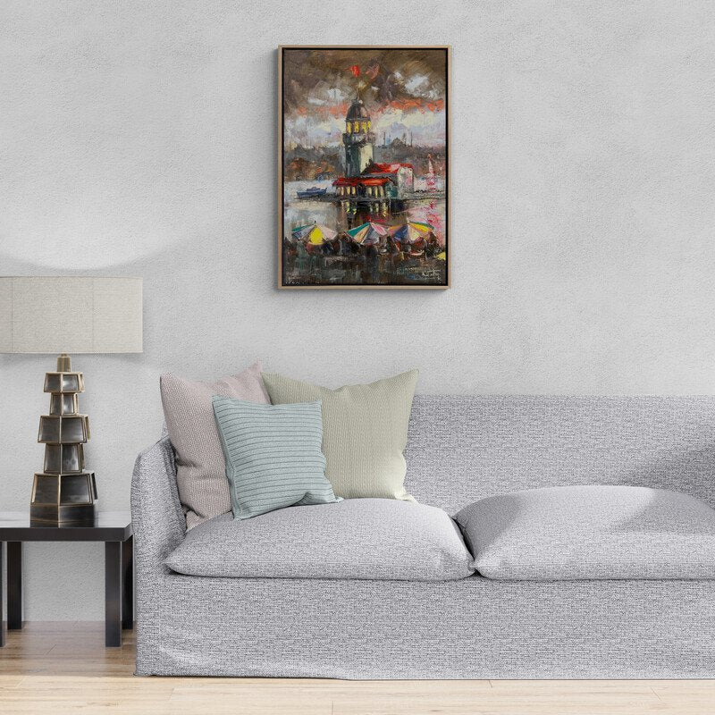 Kız Kulesi'nin Sessiz Konukları Yağlı Boya Tablosu