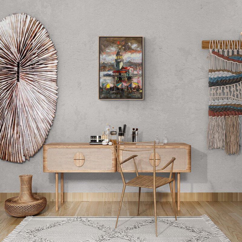 Kız Kulesi'nin Sessiz Konukları Yağlı Boya Tablosu