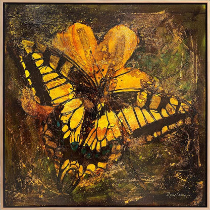 Sarı Kelebeğin Uçuşu Yağlı Boya Tablosu