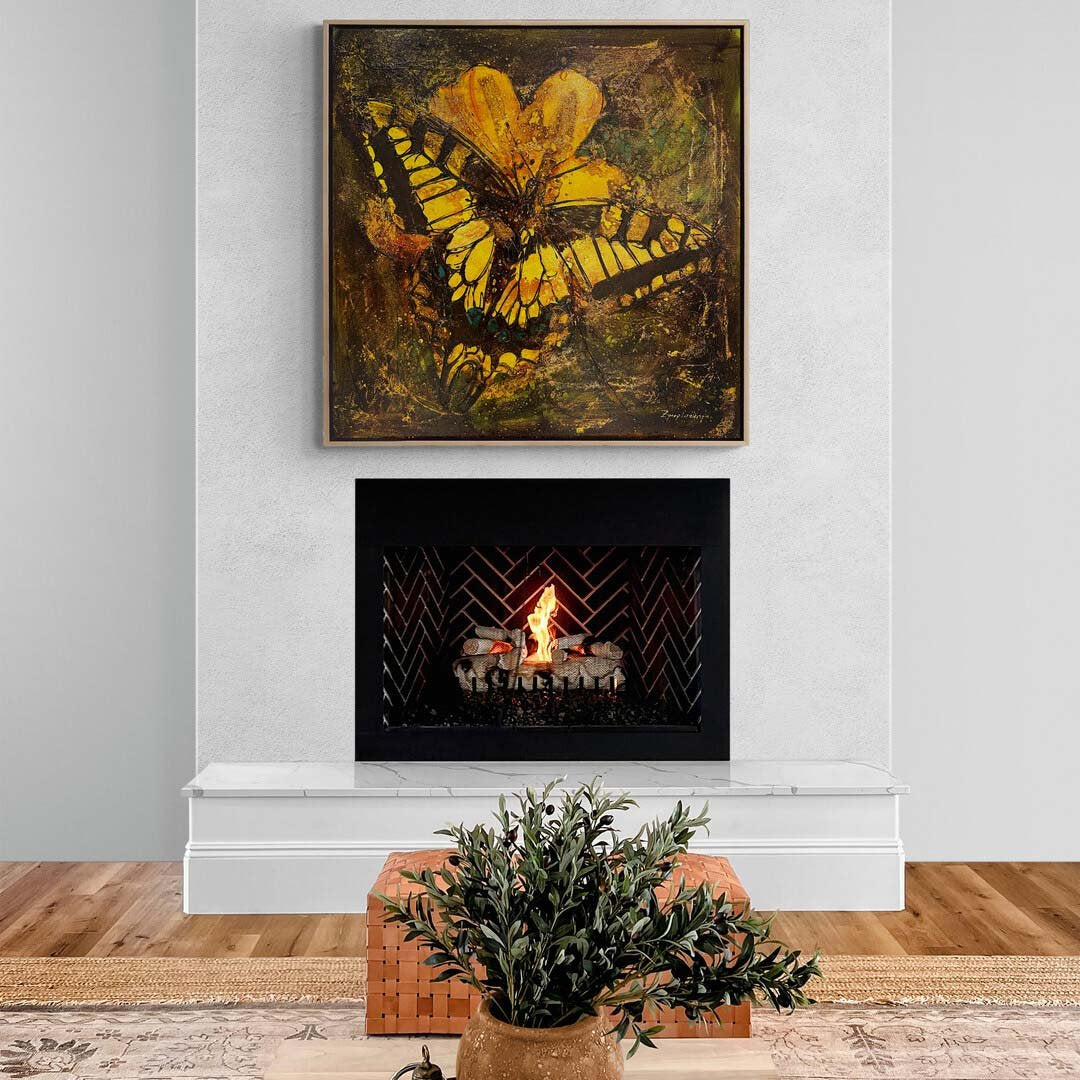 Sarı Kelebeğin Uçuşu Yağlı Boya Tablosu