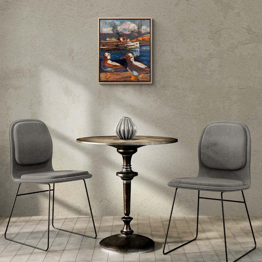 Kuşların Bakışıyla Geminin Geçişi Yağlı Boya Tablosu