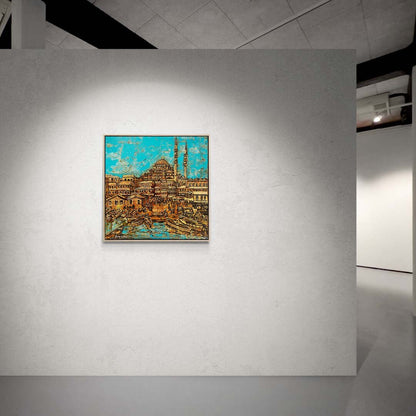 Yeni Cami Önündeki Eski Balıkçılar Yağlı Boya Tablosu