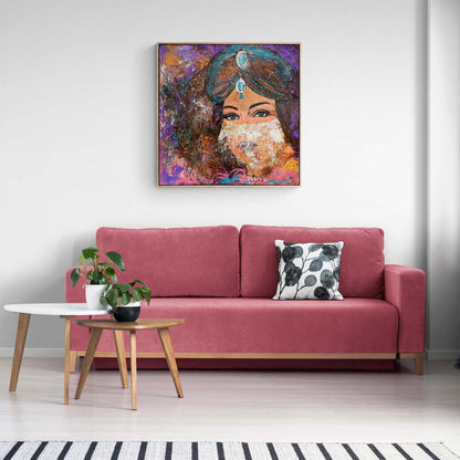 Peçeli Kadın Figüratif Yağlı Boya Tablosu