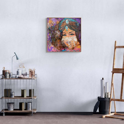 Peçeli Kadın Figüratif Yağlı Boya Tablosu