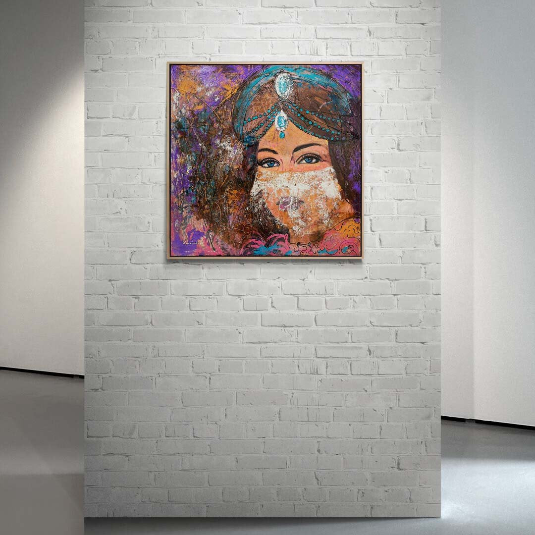 Peçeli Kadın Figüratif Yağlı Boya Tablosu