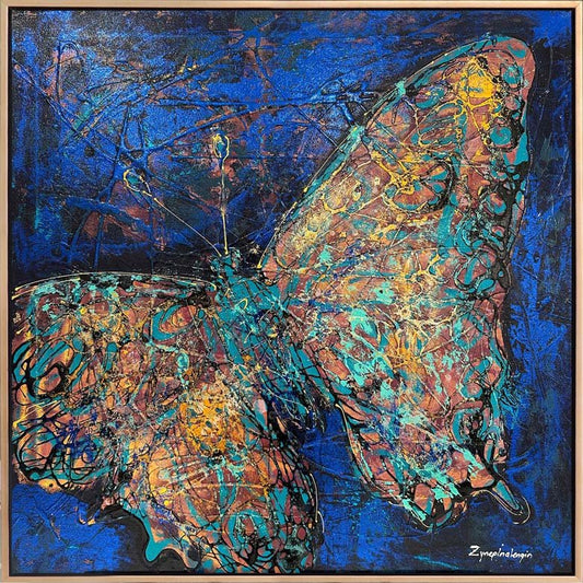 Renkli Kelebeğin İzleri Yağlı Boya Tablosu