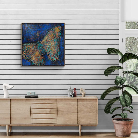 Renkli Kelebeğin İzleri Yağlı Boya Tablosu