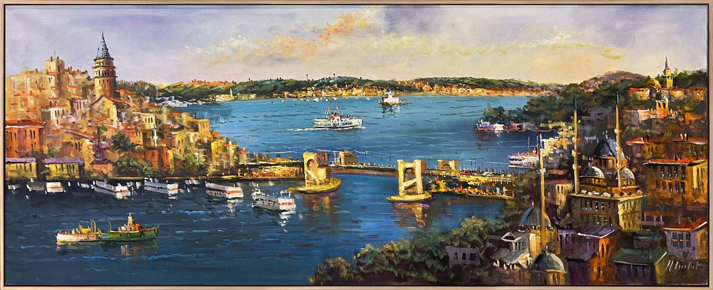 Boğazın Galata Köprüsü Yağlı Boya Tablosu
