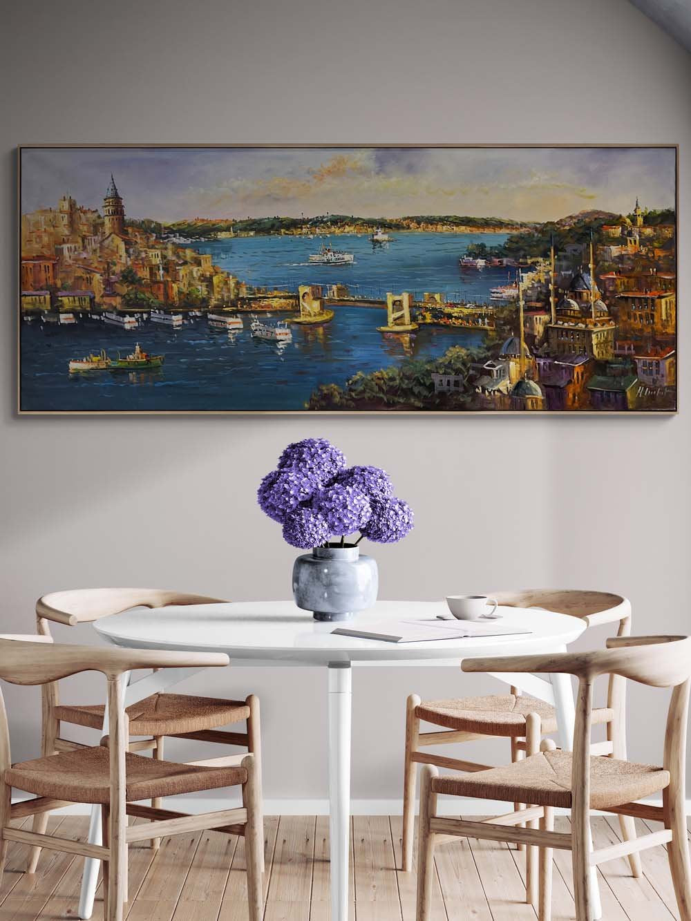 Boğazın Galata Köprüsü Yağlı Boya Tablosu