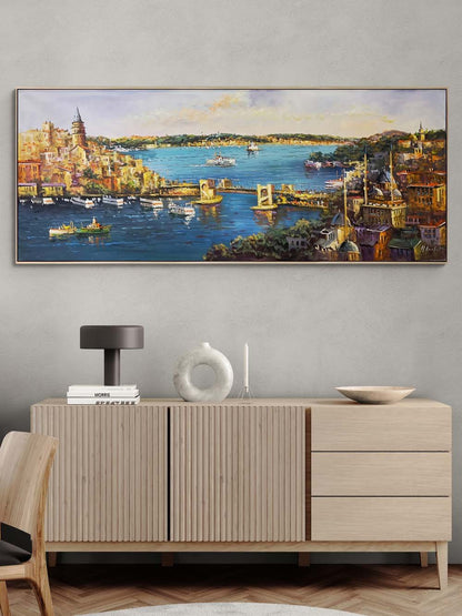 Boğazın Galata Köprüsü Yağlı Boya Tablosu