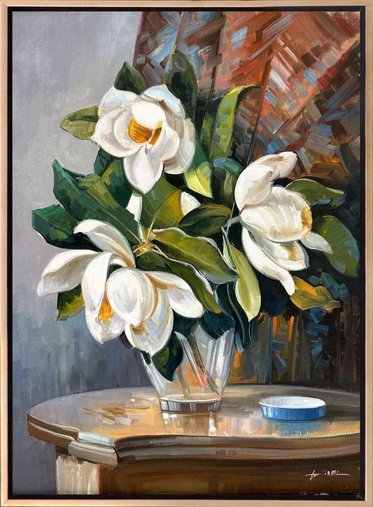 Vazodaki Beyaz Manolyalar Yağlı Boya Tablosu