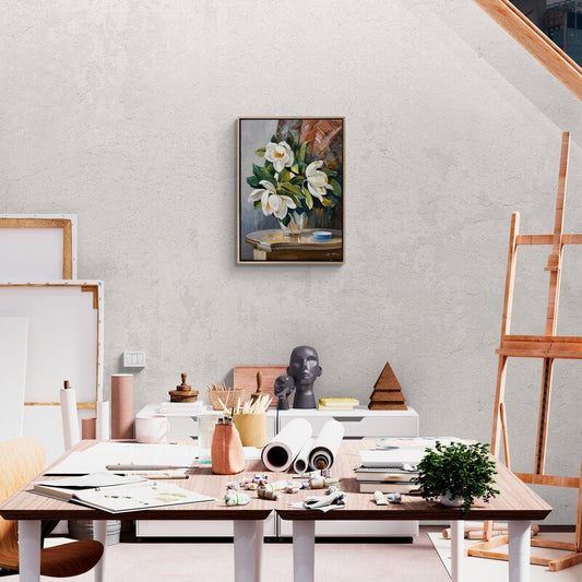 Vazodaki Beyaz Manolyalar Yağlı Boya Tablosu