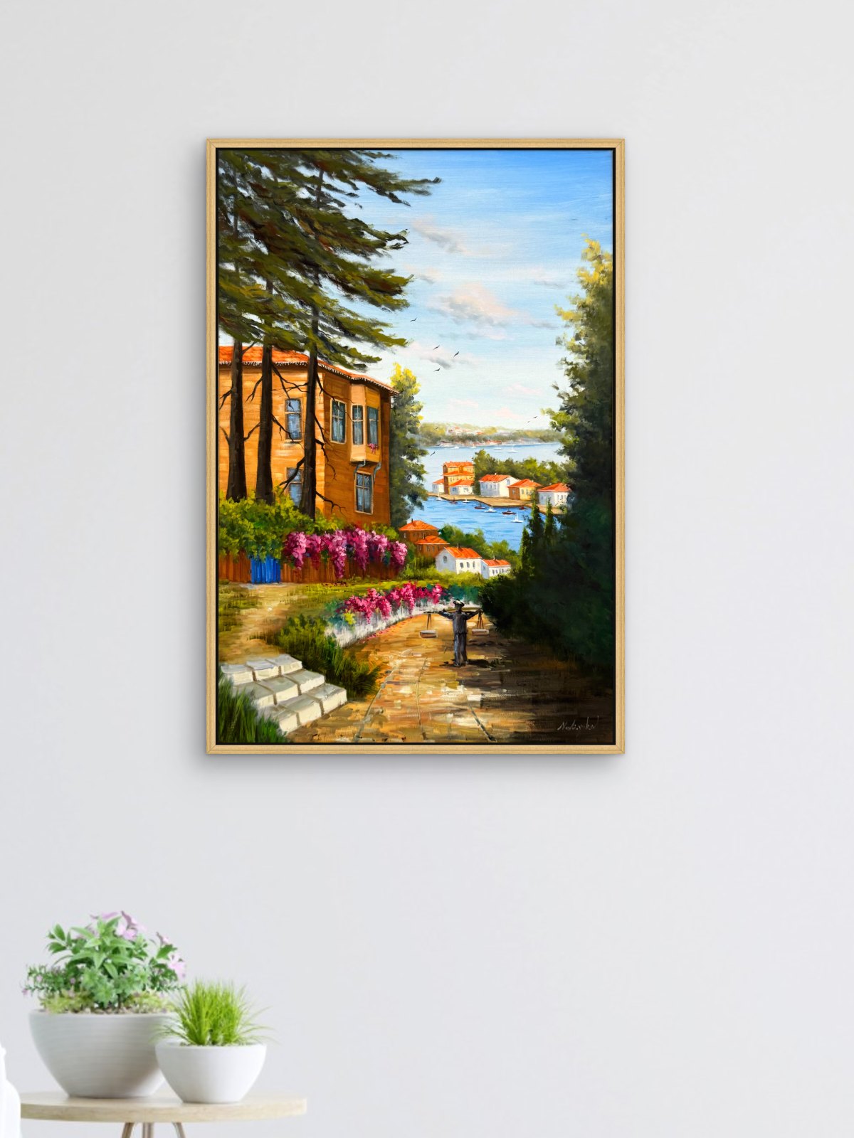 Sahil Bahçesi Yağlı Boya Tablosu Simurg Sanatevi