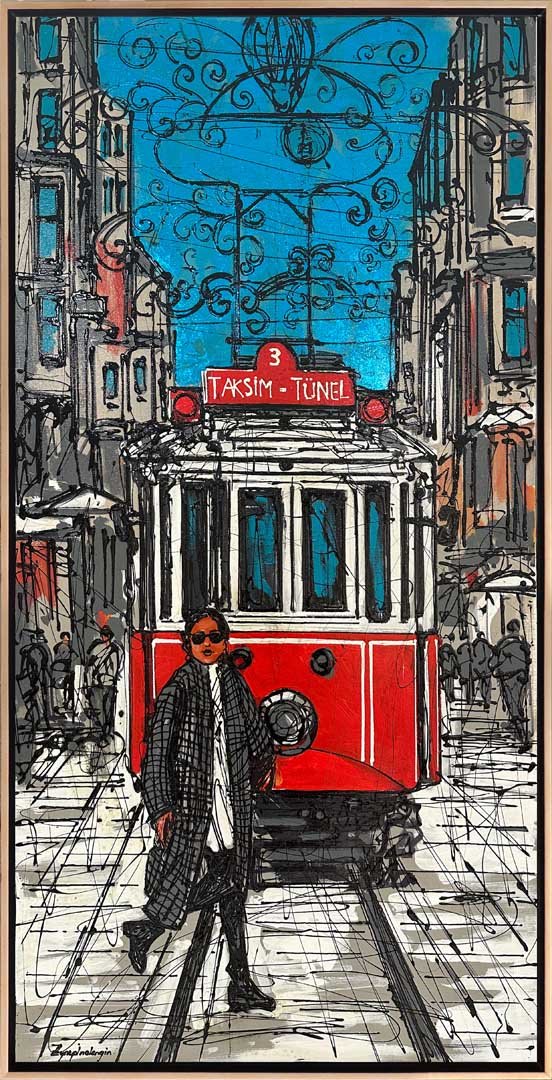 İstiklal Caddesi'nin Tarihi Dokusu Yağlı Boya Tablosu