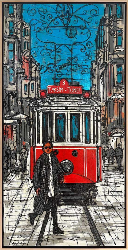 İstiklal Caddesi'nin Tarihi Dokusu Yağlı Boya Tablosu