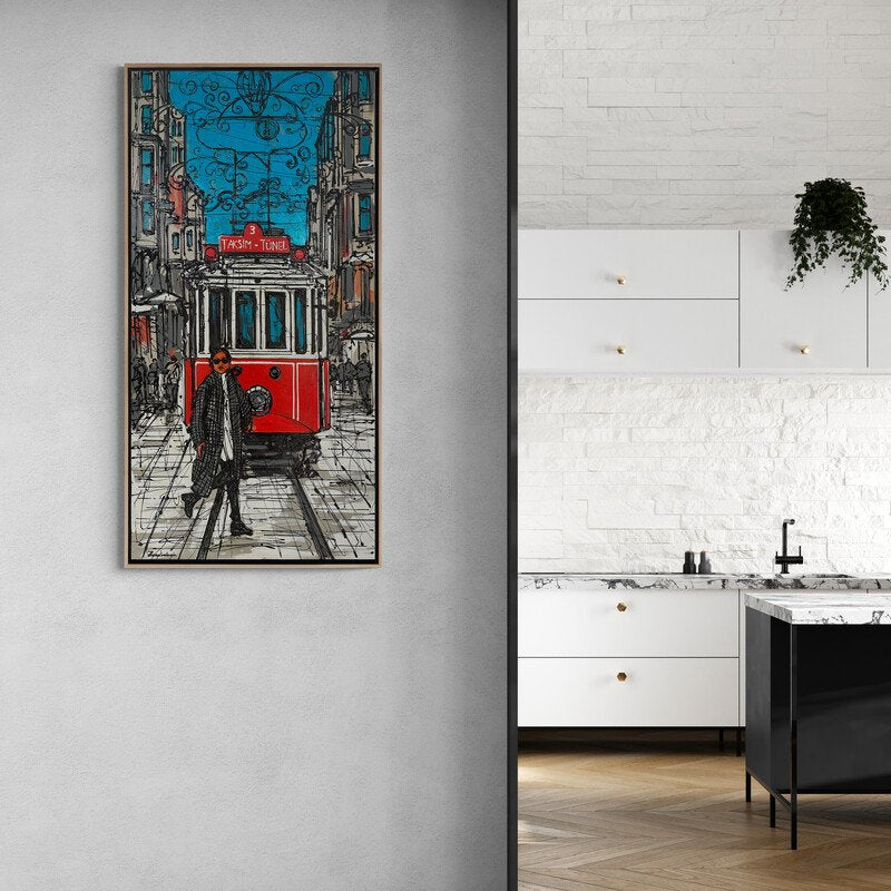 İstiklal Caddesi'nin Tarihi Dokusu Yağlı Boya Tablosu