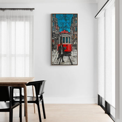 İstiklal Caddesi'nin Tarihi Dokusu Yağlı Boya Tablosu