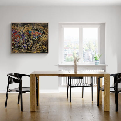 Kelebeğin Renkli Kanatları Yağlı Boya Tablosu