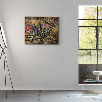 Kelebeğin Renkli Kanatları Yağlı Boya Tablosu
