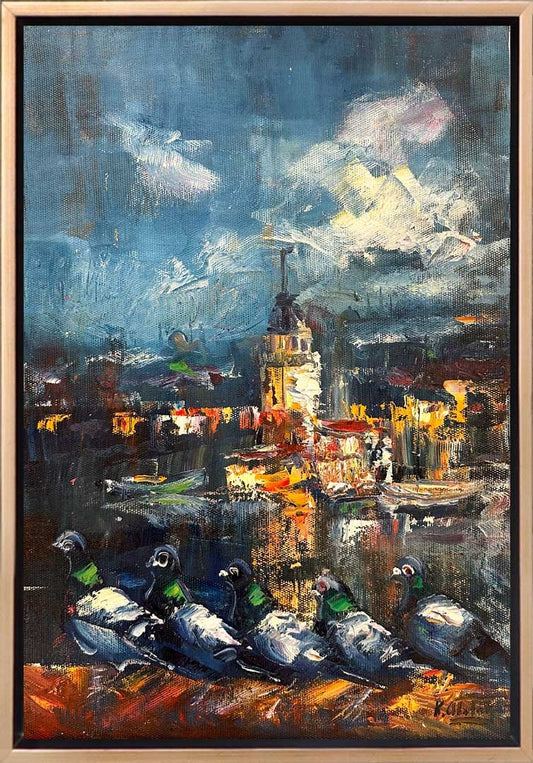 Kız Kulesinin İzleri Yağlı Boya Tablosu