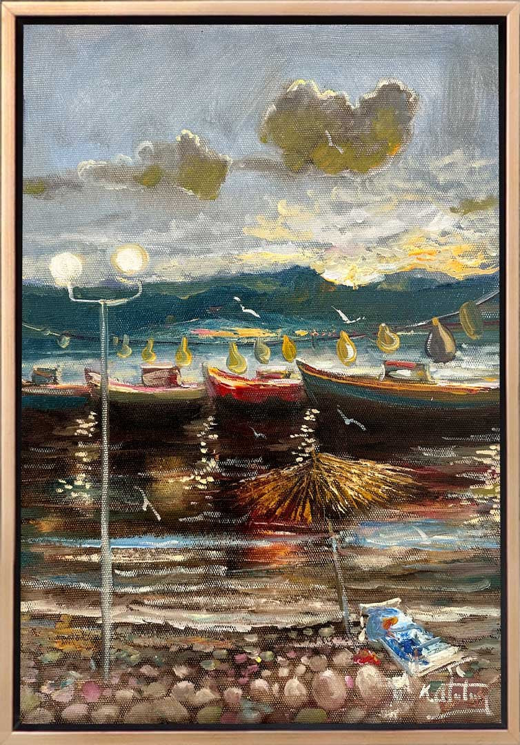 Sahil Kenarı Yağlı Boya Tablosu