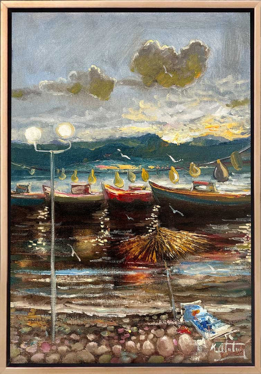 Sahil Kenarı Yağlı Boya Tablosu