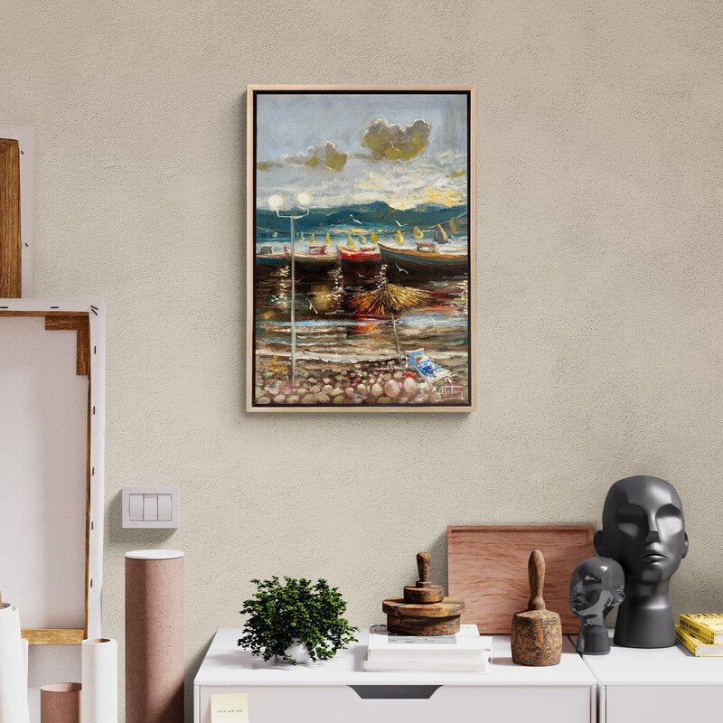 Sahil Kenarı Yağlı Boya Tablosu