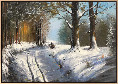 Karlı Ormanın İzleri Yağlı Boya Tablosu