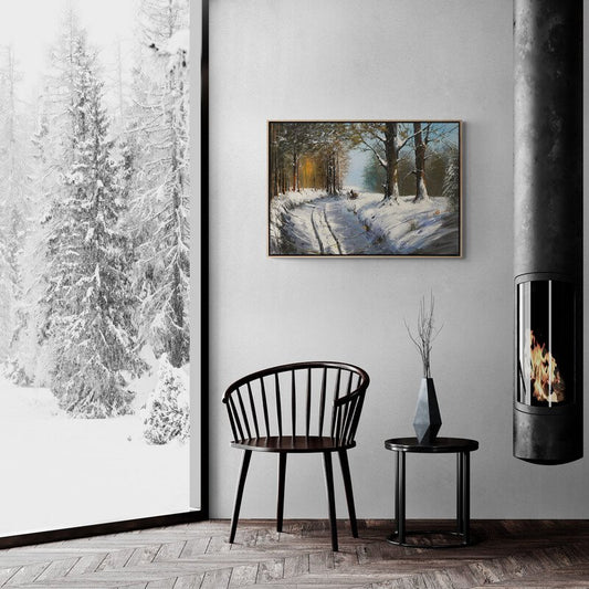 Karlı Ormanın İzleri Yağlı Boya Tablosu