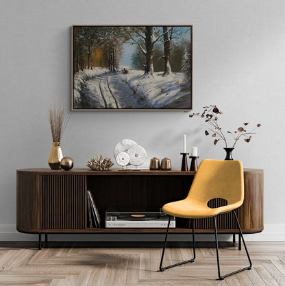 Karlı Ormanın İzleri Yağlı Boya Tablosu