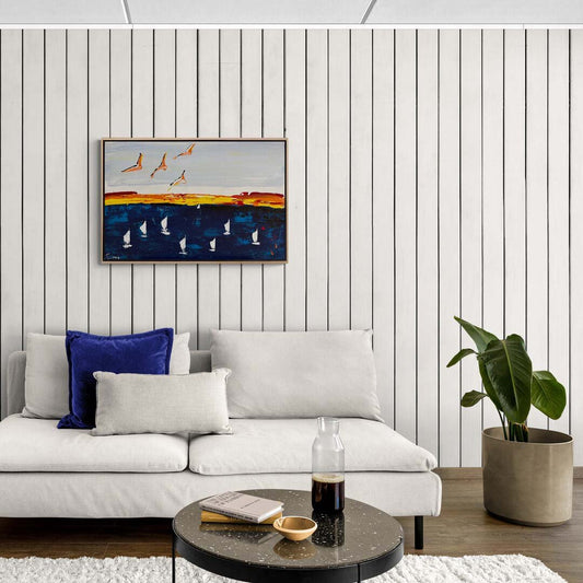 Denizin Kucağında Soyut Kanatlar Yağlı Boya Tablosu