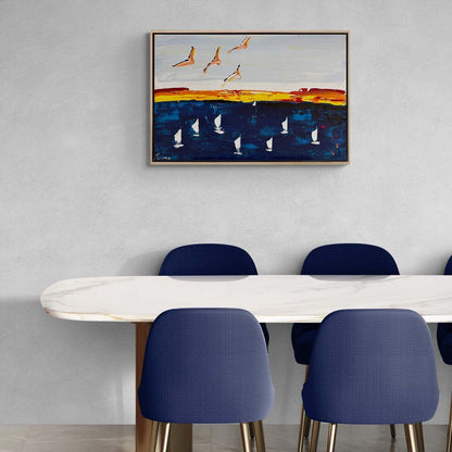 Denizin Kucağında Soyut Kanatlar Yağlı Boya Tablosu