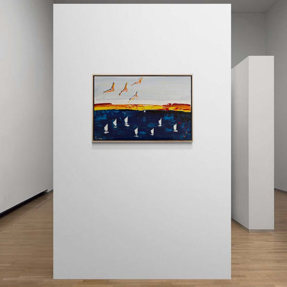 Denizin Kucağında Soyut Kanatlar Yağlı Boya Tablosu