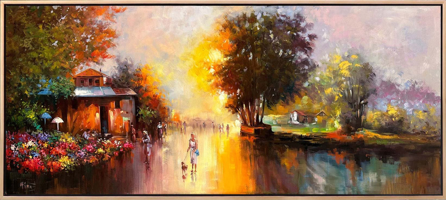 Çiçek Pazarı'nda Günbatımı Yağlı Boya Tablosu