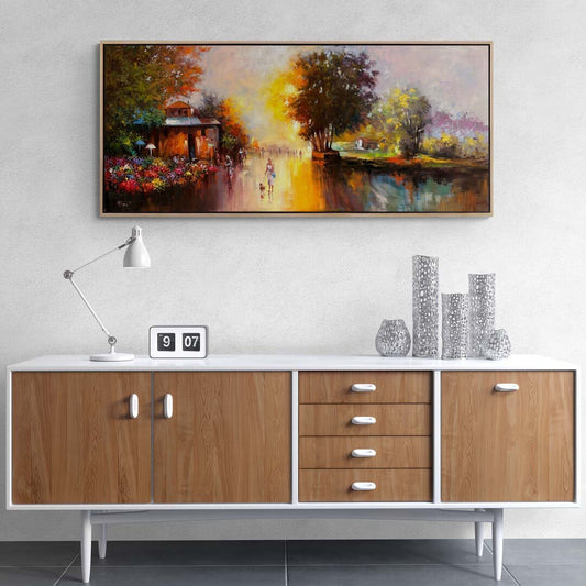 Çiçek Pazarı'nda Günbatımı Yağlı Boya Tablosu