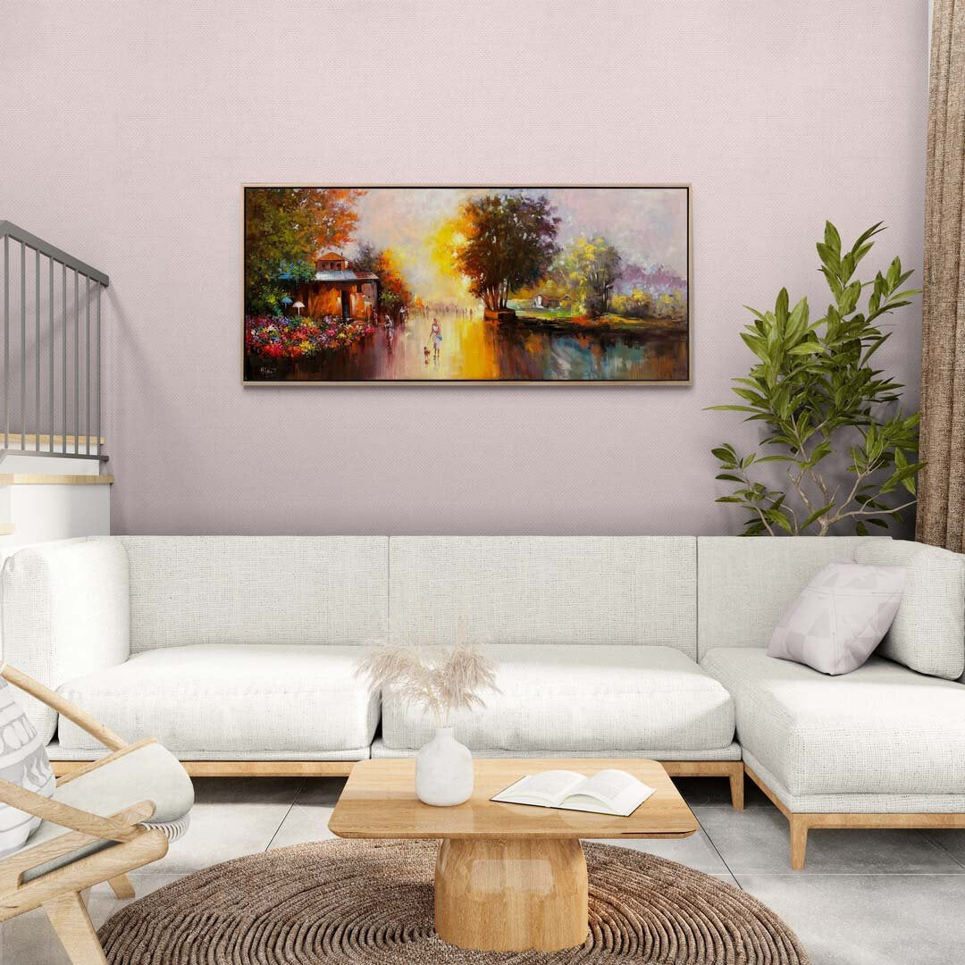 Çiçek Pazarı'nda Günbatımı Yağlı Boya Tablosu