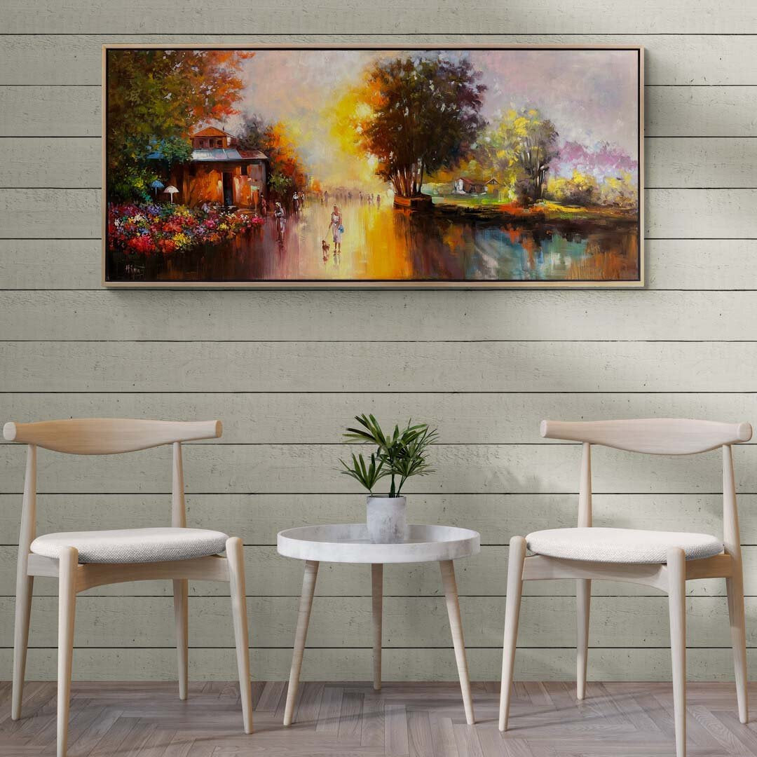 Çiçek Pazarı'nda Günbatımı Yağlı Boya Tablosu