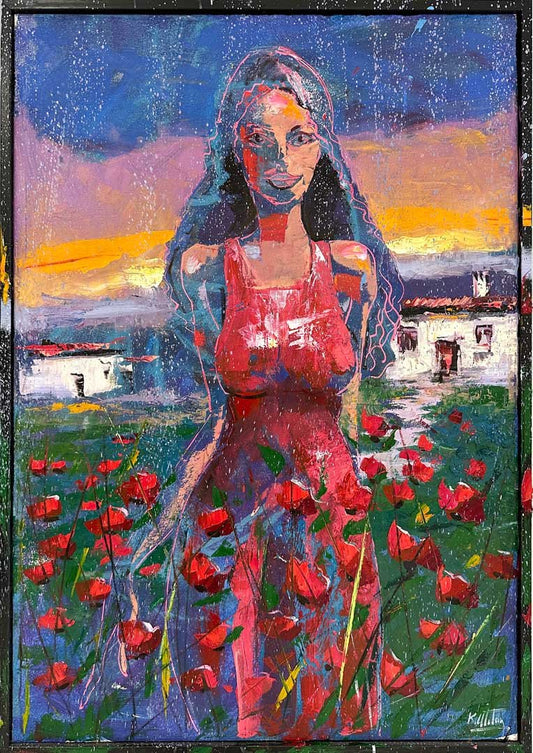 Gelinciklerin Renkli Görünümü Yağlı Boya Tablosu