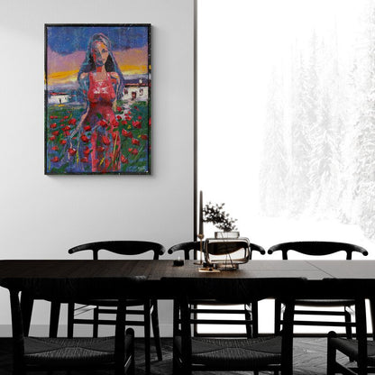 Gelinciklerin Renkli Görünümü Yağlı Boya Tablosu