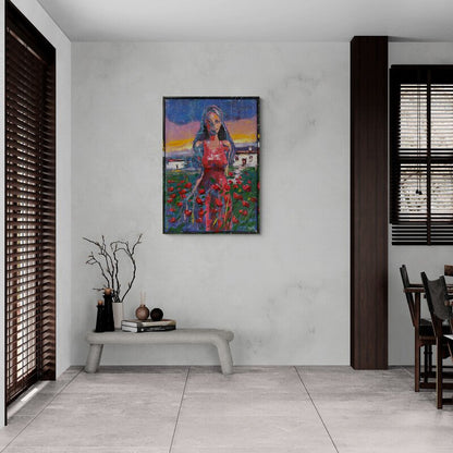 Gelinciklerin Renkli Görünümü Yağlı Boya Tablosu