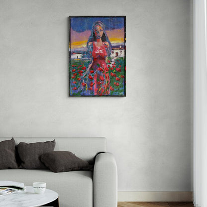 Gelinciklerin Renkli Görünümü Yağlı Boya Tablosu