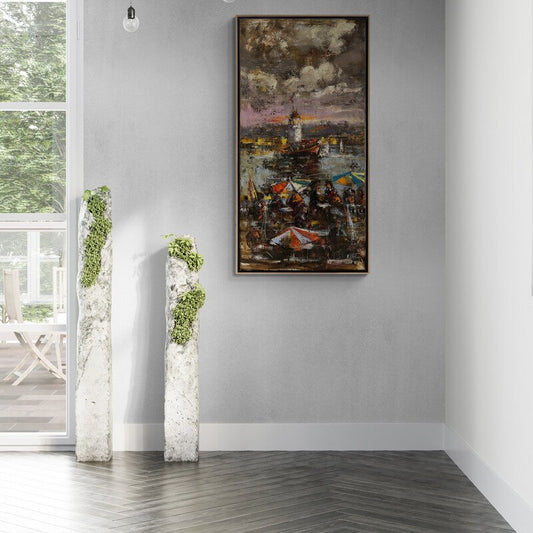 Kız Kulesi'nin Gölgesinde Yağlı Boya Tablosu