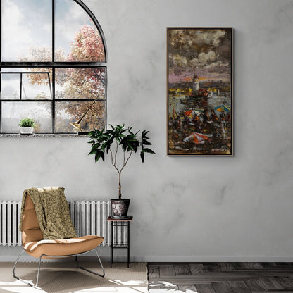 Kız Kulesi'nin Gölgesinde Yağlı Boya Tablosu