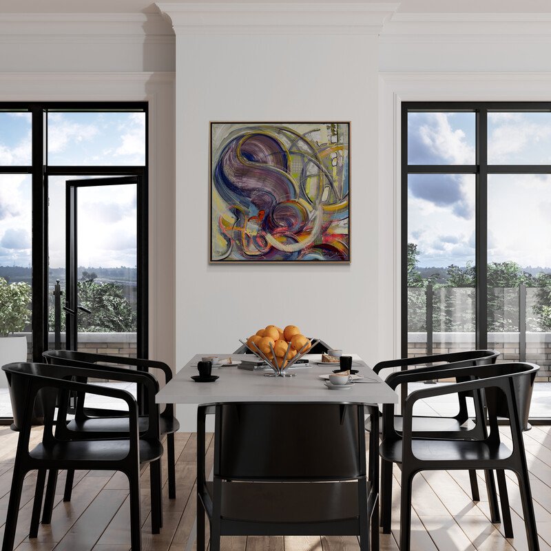 Renkli Yankıların Derinliği Yağlı Boya Tablosu