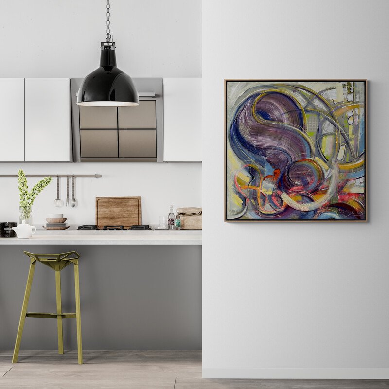 Renkli Yankıların Derinliği Yağlı Boya Tablosu