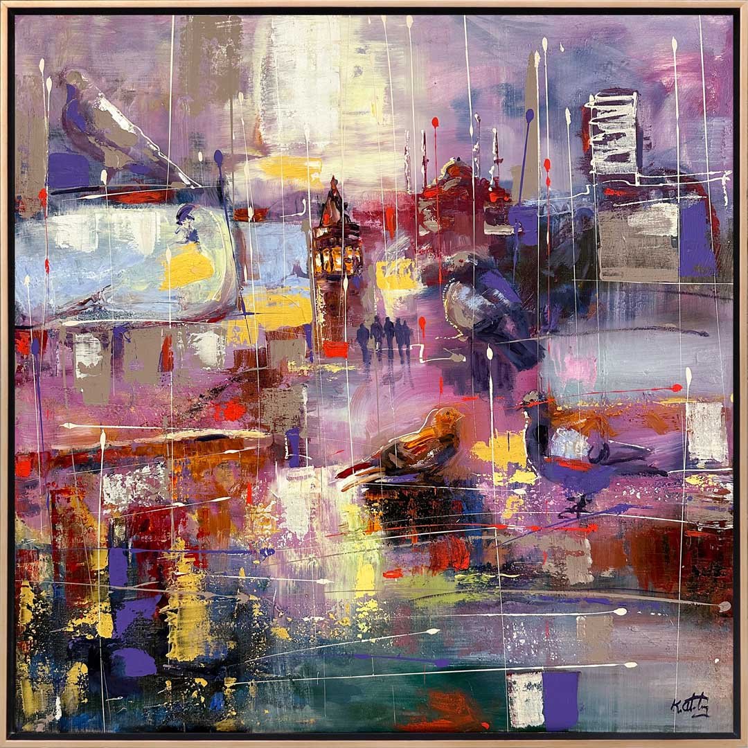 Soyut Galata'nın Yansımaları Yağlı Boya Tablosu