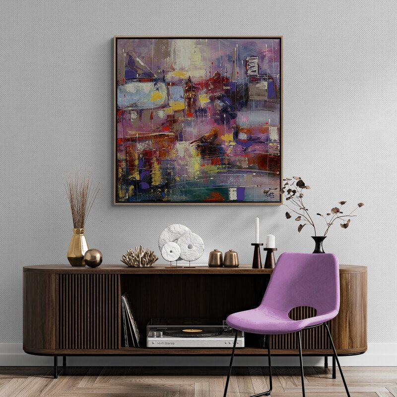 Soyut Galata'nın Yansımaları Yağlı Boya Tablosu